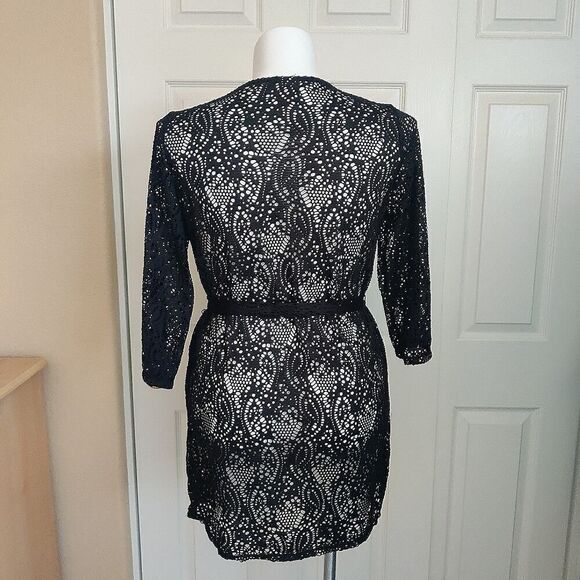 Merona belted sheer black lace swim coverup sz L - Picture 4 of 7